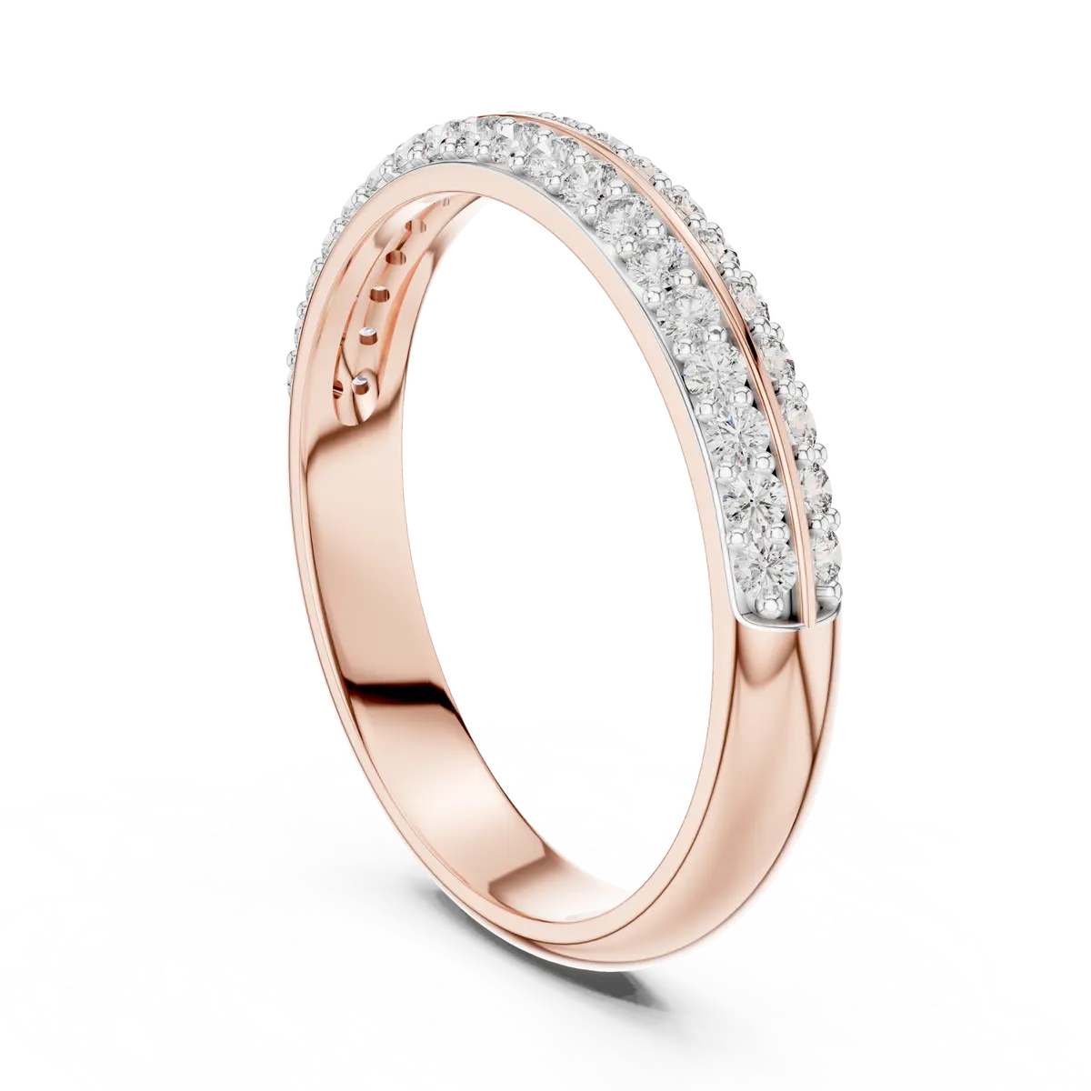 Rose Gold Round Diamond Stack Ring