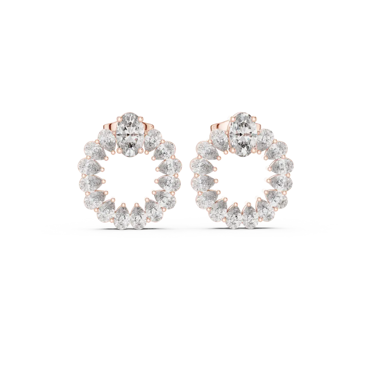 Oval And Pear Lab Diamond Stud Earrings