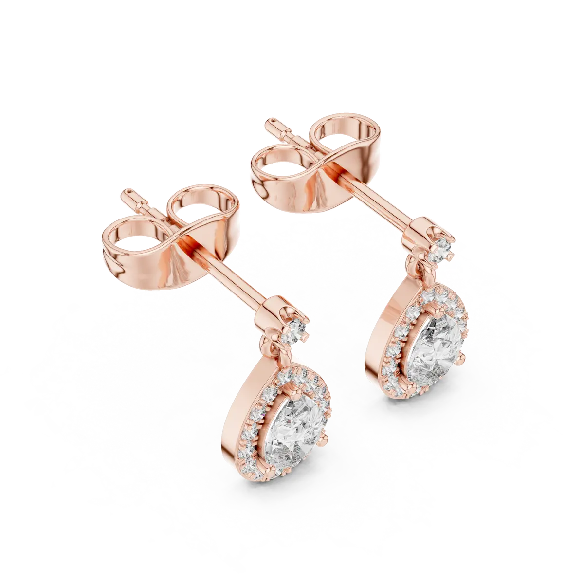 Pear Cut Diamond Halo Drop Earrings