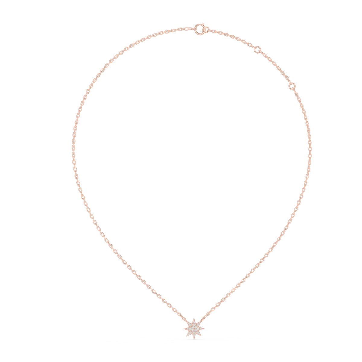 Rose Gold Star Diamond Pandant Pave Design
