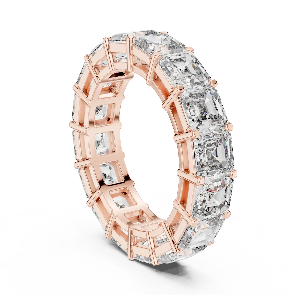 Step Cut Diamond Ring Continuous Band Style