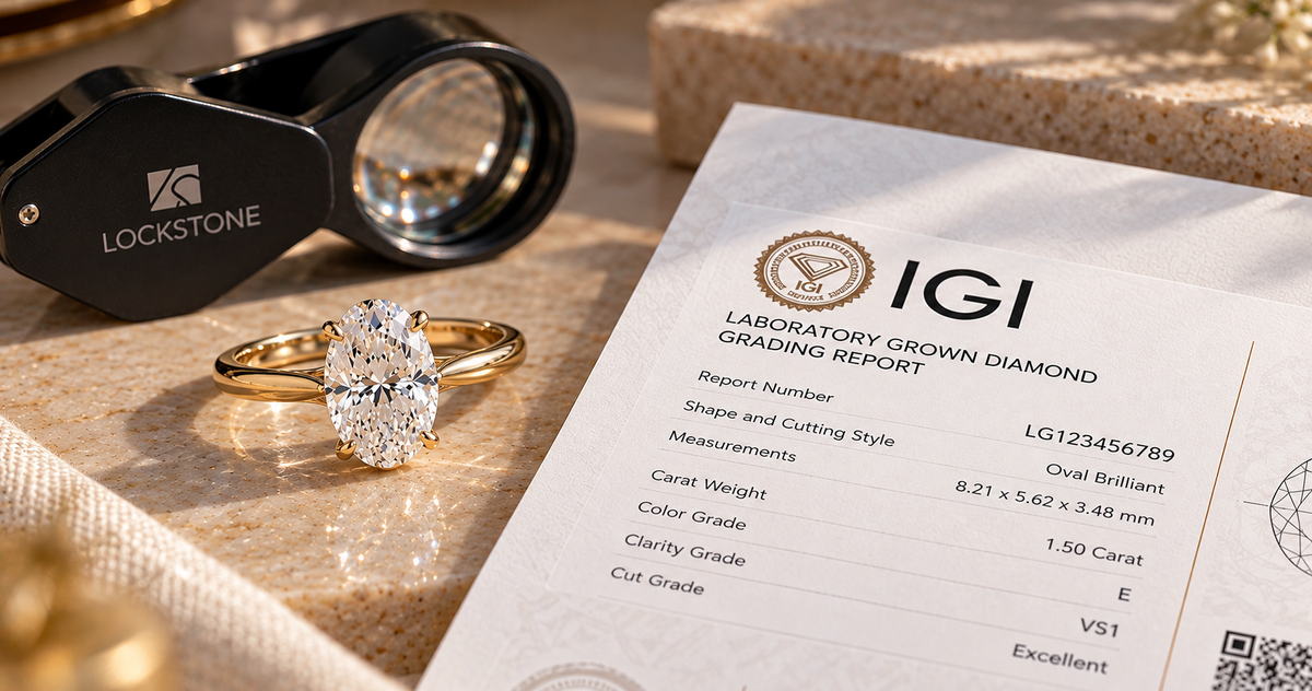 IGI certified lab-grown diamond oval engagement ring proving the lab-grown diamond worth buying.
