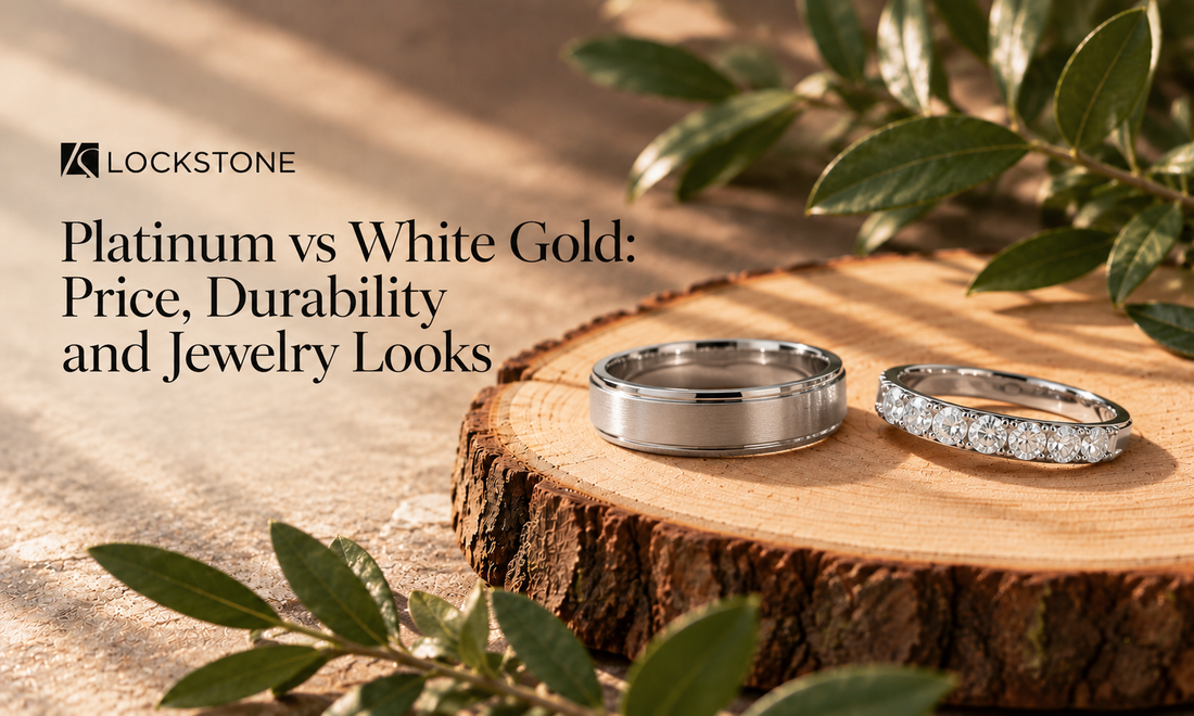 Platinum and white gold differ in price, compared to durability and jewelry looks.