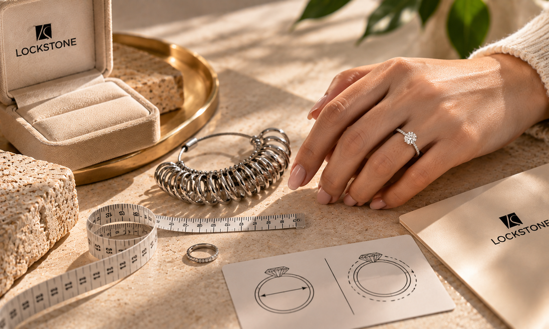 Ring size and diameter to measure for a comfortable wearing experience of a diamond ring for engagement and wedding.