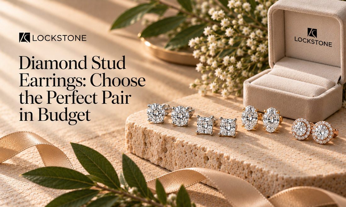 Buying women's stud diamond earrings made in yellow gold within a pre-defined budget and style.