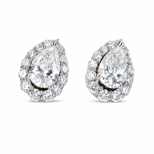 1.5 Carat Pear Cut Lab Grown Diamond Halo Stud Earrings ready stock lockstone jewels