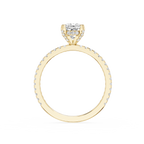 Gold ring with a diamond on a white background