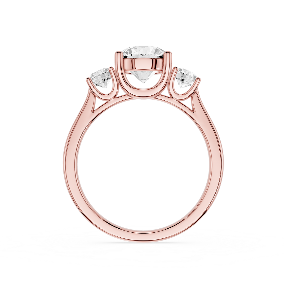 Rose gold 2 CT Trilogy Round Cut Lab Grown Diamond Engagement Ring
