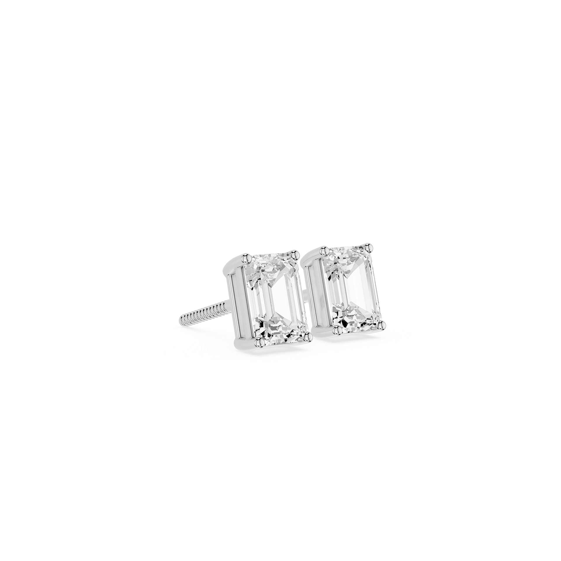 Pair of diamond stud earrings on a white background