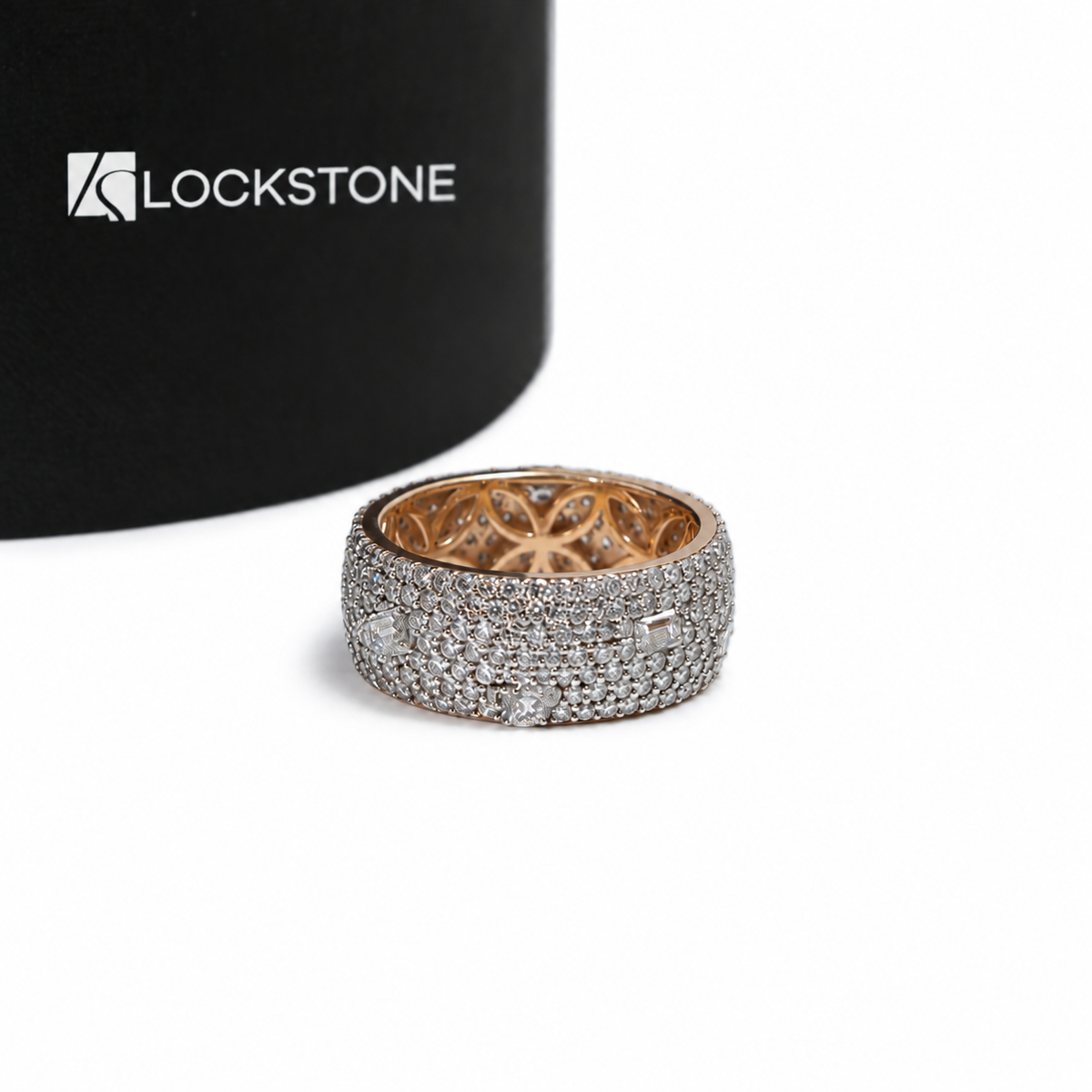 3 Ct Mixed Cut Lab Grown Diamond Wide Pave Anniversary Band 