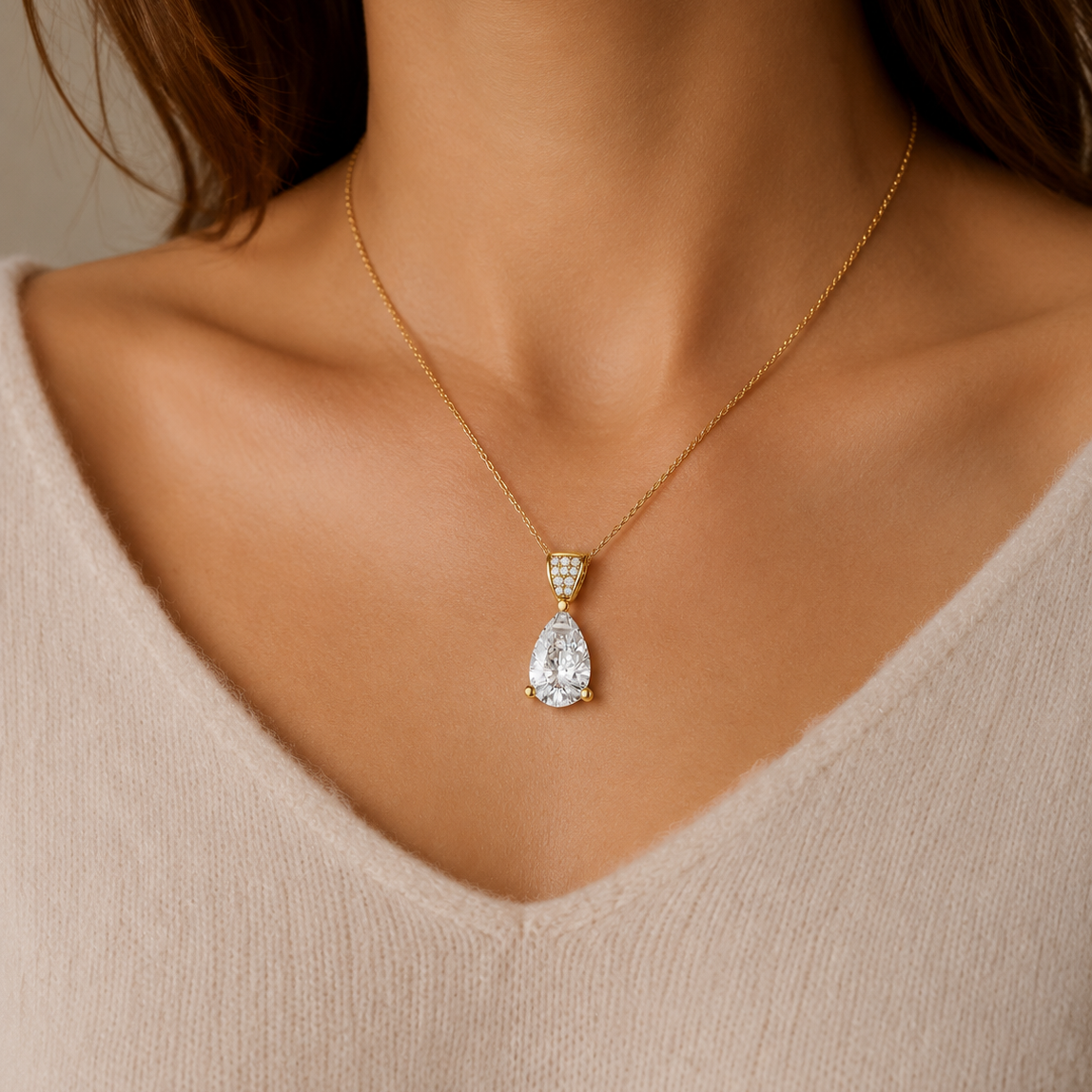 Pear Cut Solitaire Lab Grown Diamond Pendant