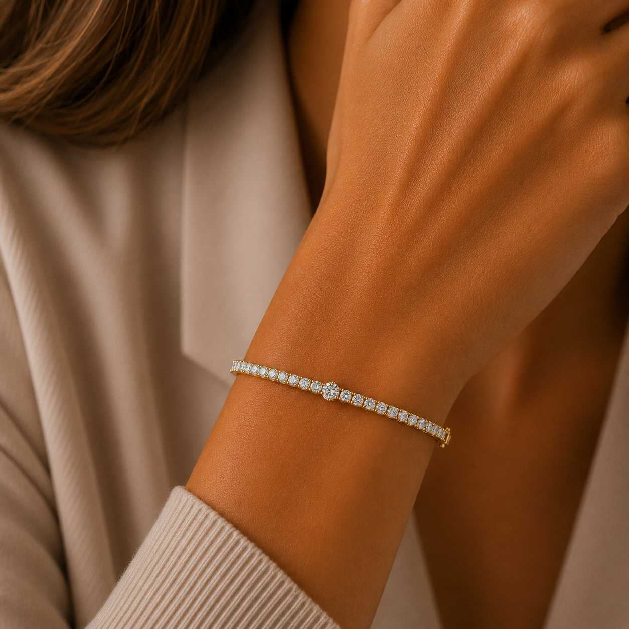 Lab Grown Diamond Line Bangle Bracelet for Women