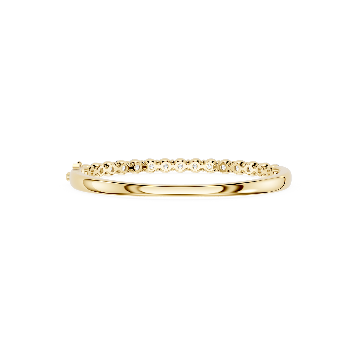 Gold ring with small diamonds on a white background