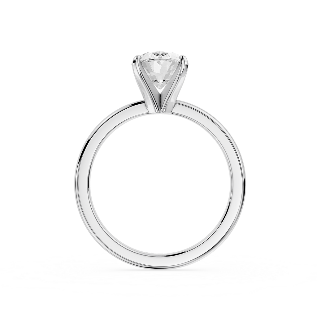 Back View Of White Gold Lab Diamond Oval Cut Cathedral Solitaire Engagement Ring