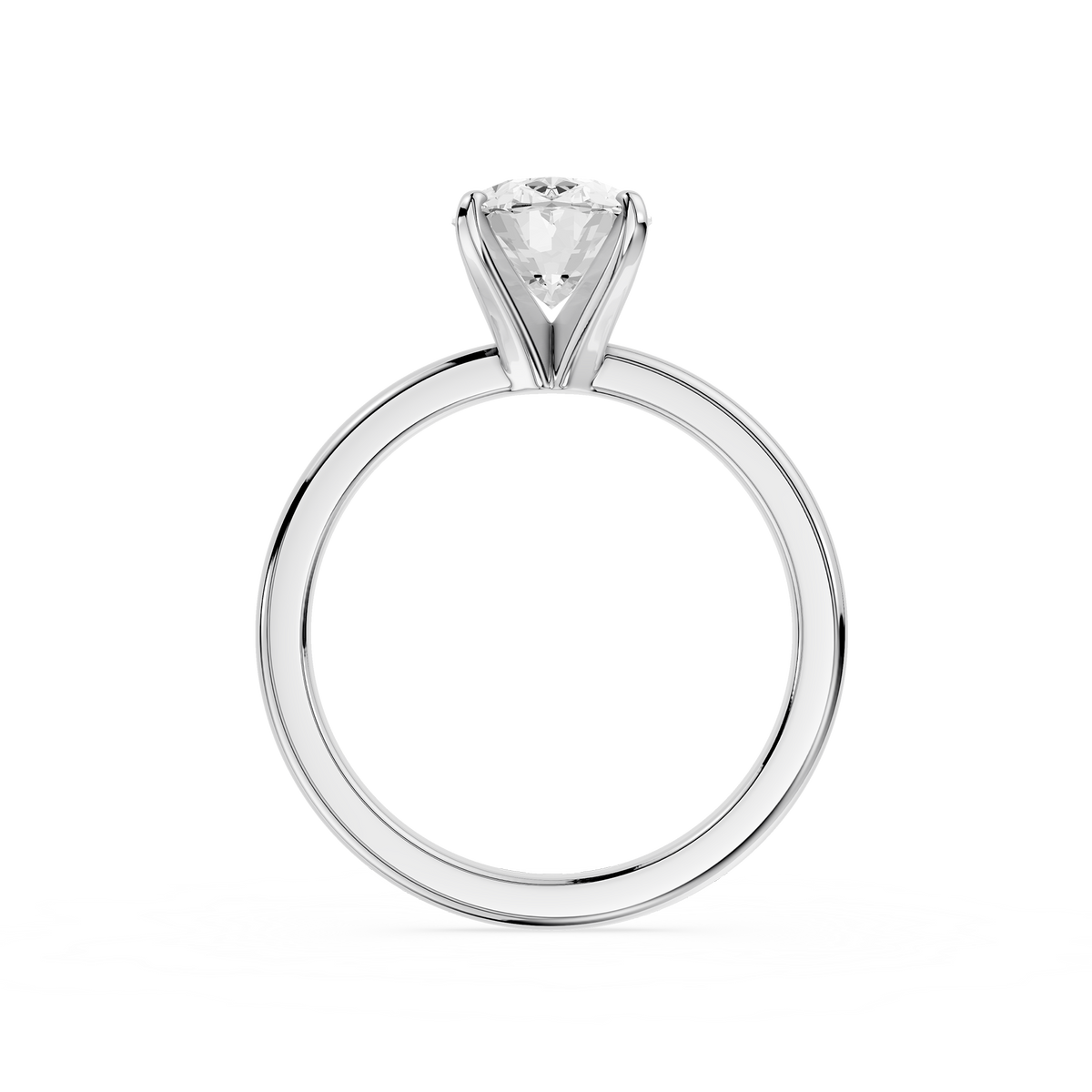 Back View Of White Gold Lab Diamond Oval Cut Cathedral Solitaire Engagement Ring