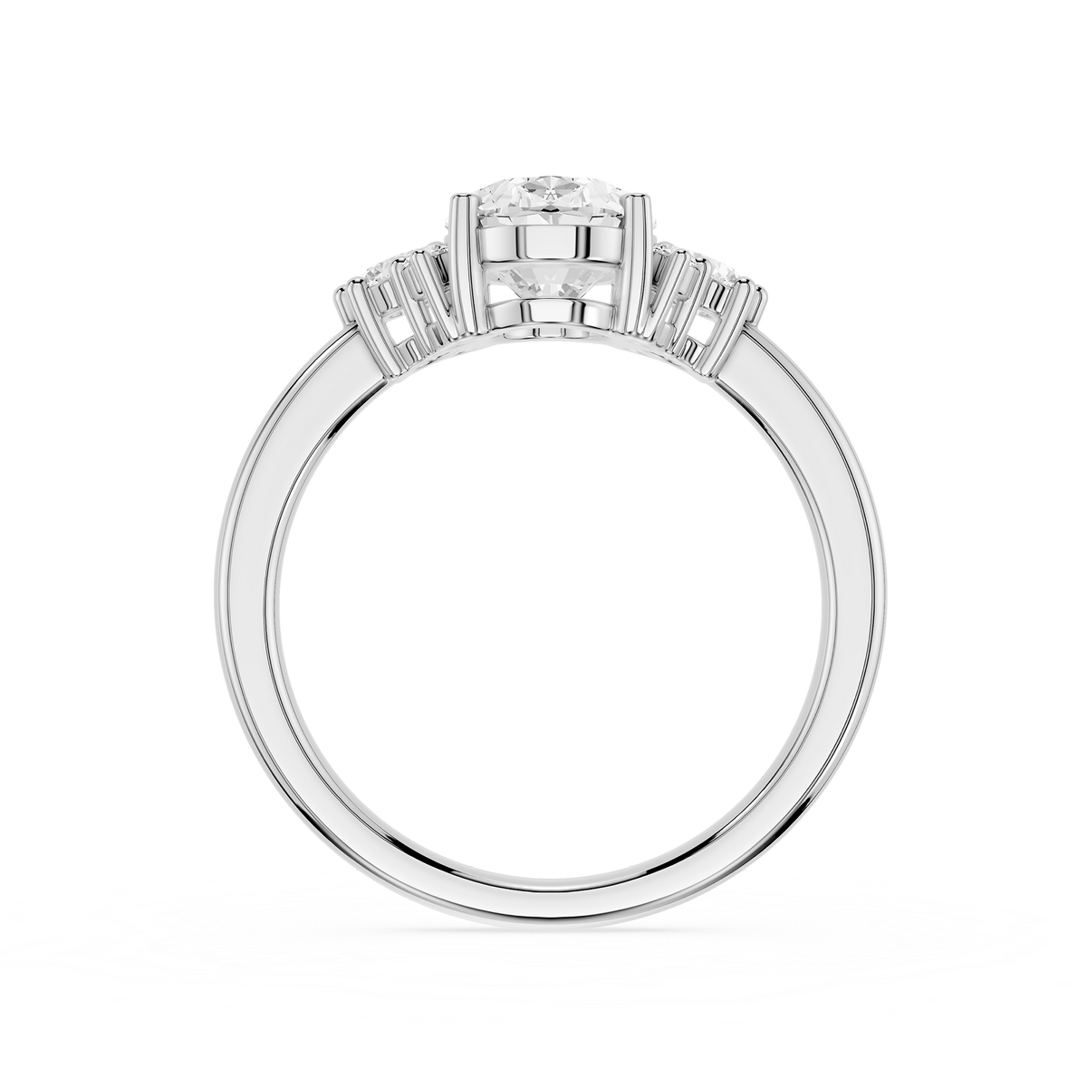 Back View Of Oval Cluster Lab Grown Diamond Engagement Ring