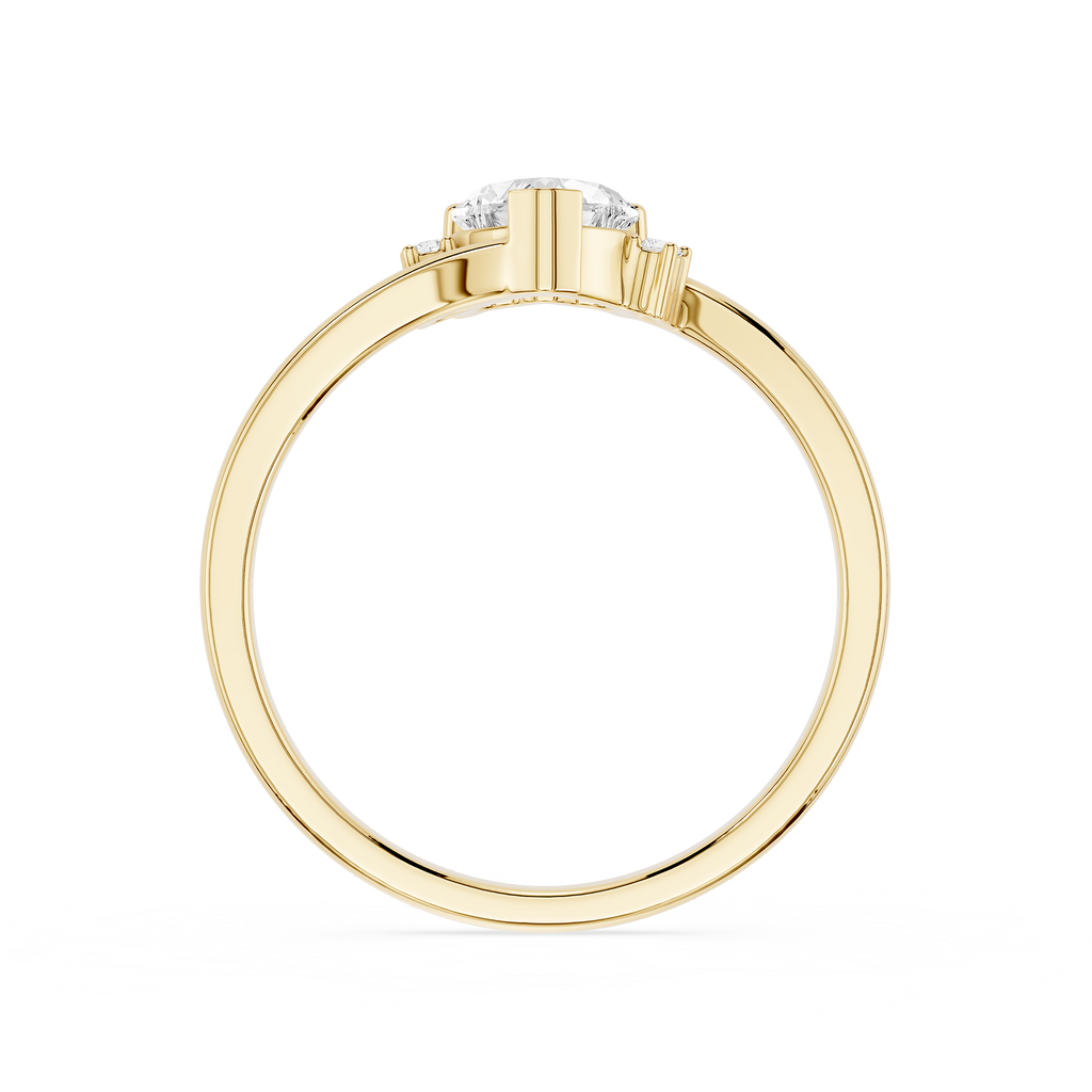 Yellow Gold 0.5 Ct Heart Cut Lab Diamond Bypass Engagement Ring for Women