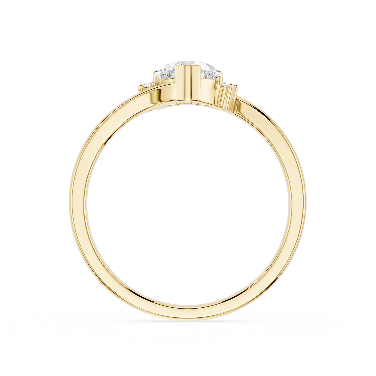 Yellow Gold 0.5 Ct Heart Cut Lab Diamond Bypass Engagement Ring for Women
