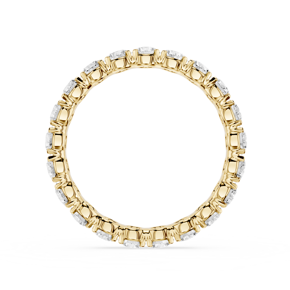 Yellow Gold 2 CT Round Cut Lab Diamond Scalloped Eternity Wedding Band