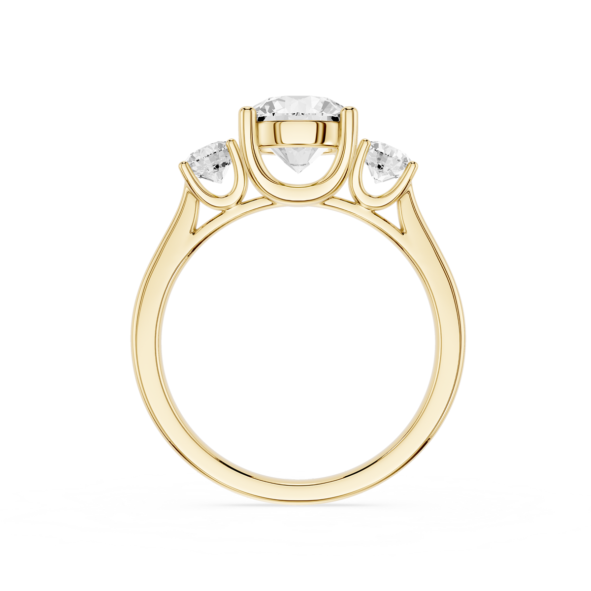 Back View Of 2 CT Trilogy Round Cut Lab Grown Diamond Engagement Ring