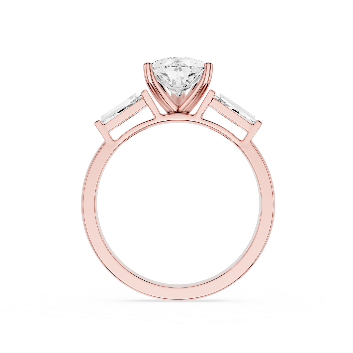 Rose gold 3 CT Pear Cut Lab Grown Diamond Three Stone Engagement Ring 