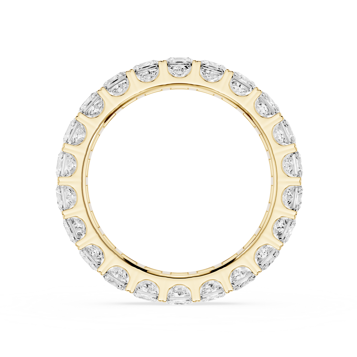 Back View Of 3 Carat Princess Cut Lab Grown Diamond Eternity Wedding Band