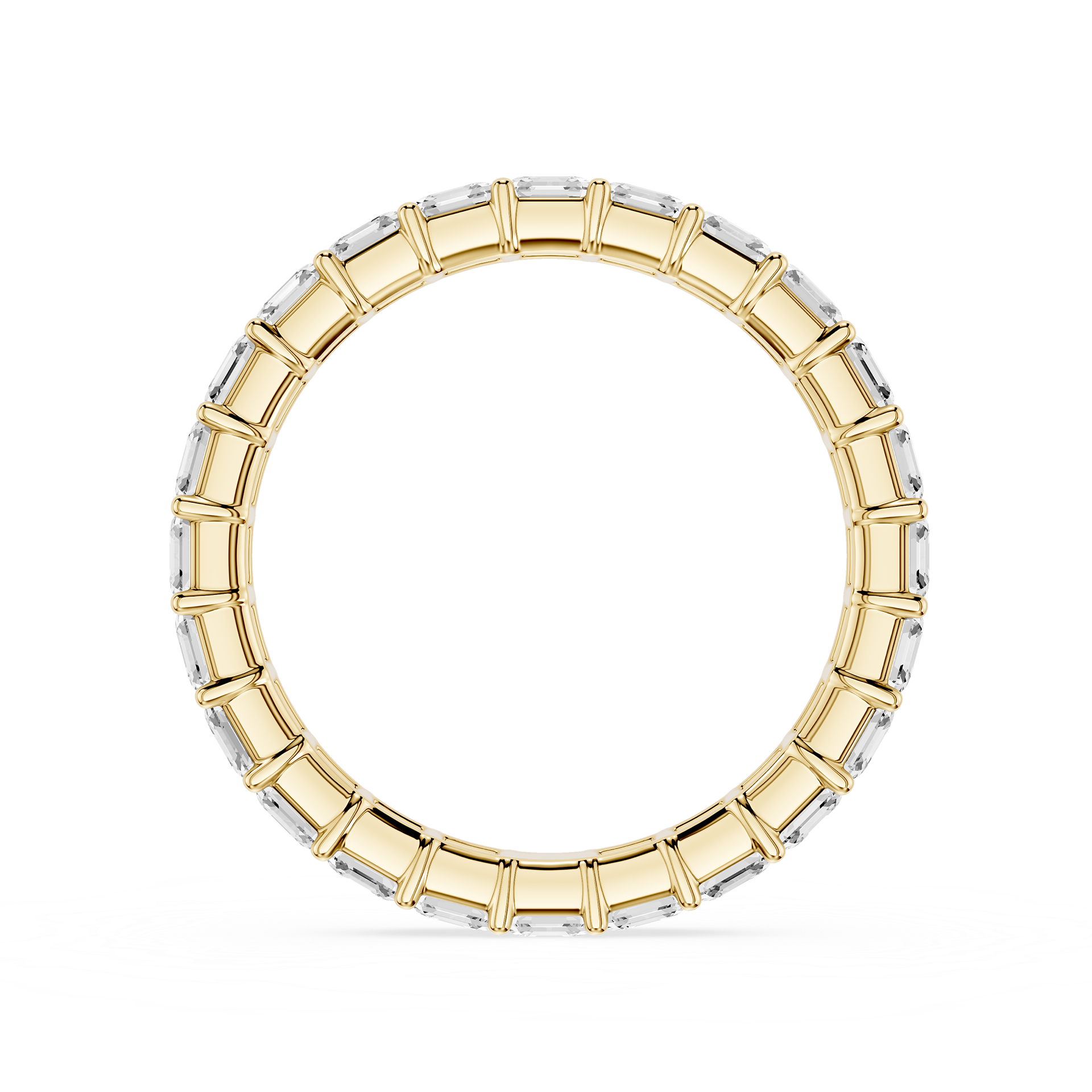 Rose gold ring with diamonds on a white background