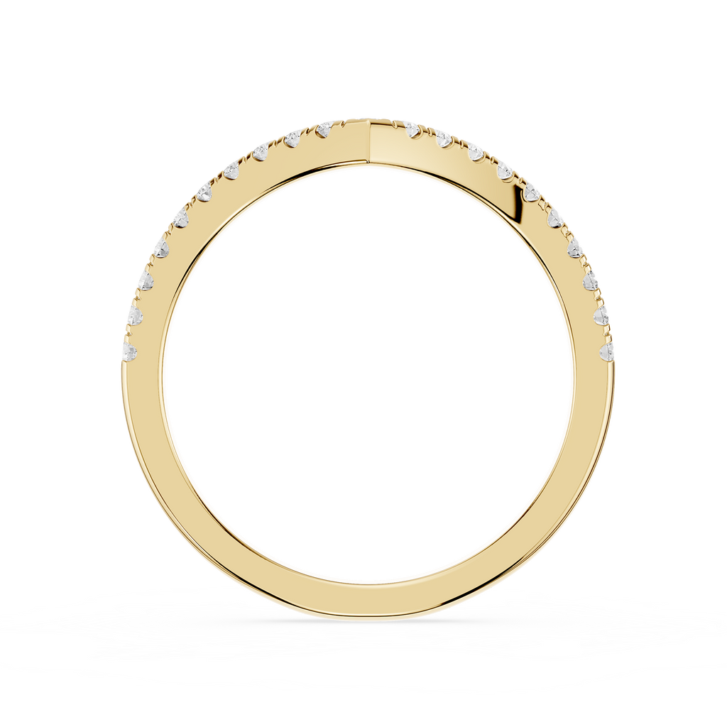 Gold ring with small diamonds on a white background