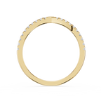 Gold ring with small diamonds on a white background