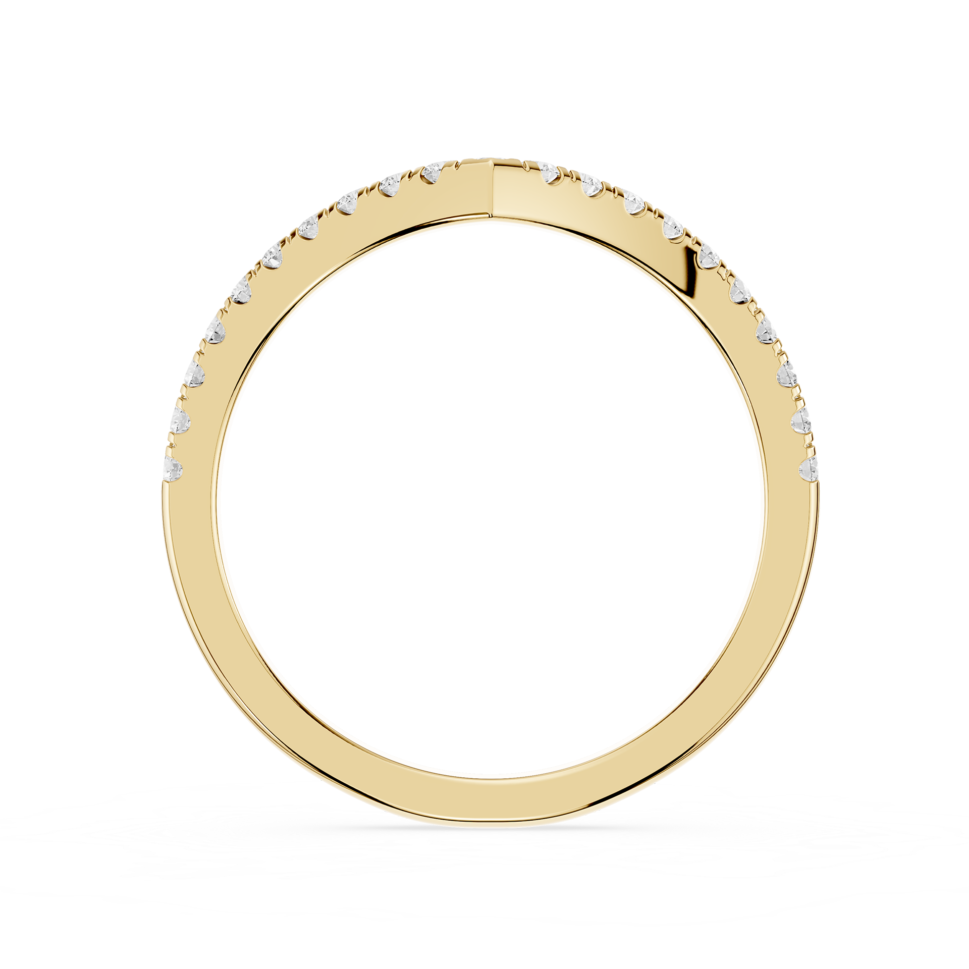Gold ring with small diamonds on a white background