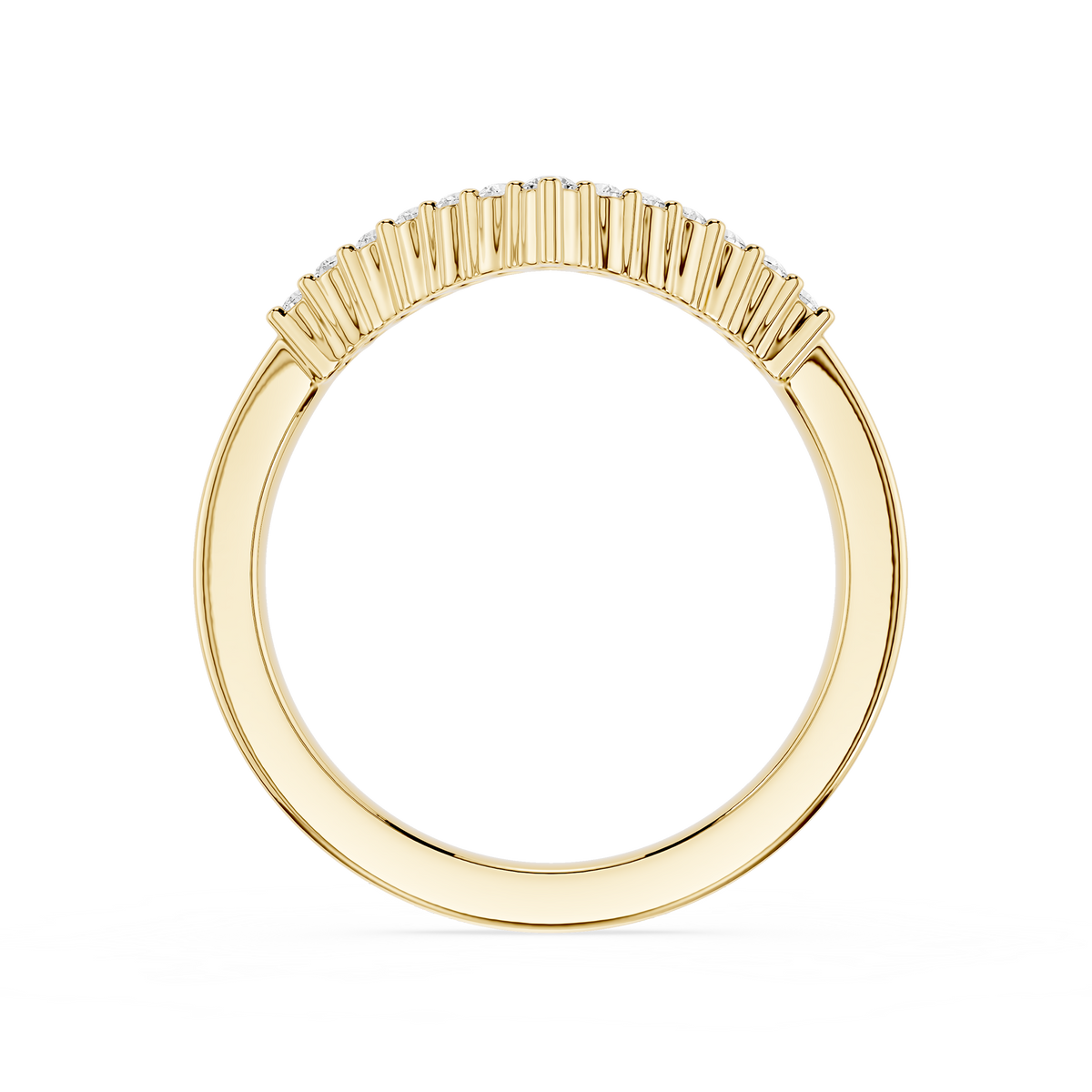 Yellow Gold Chevron Round Cut Lab Grown Diamond Stacking Wedding Band