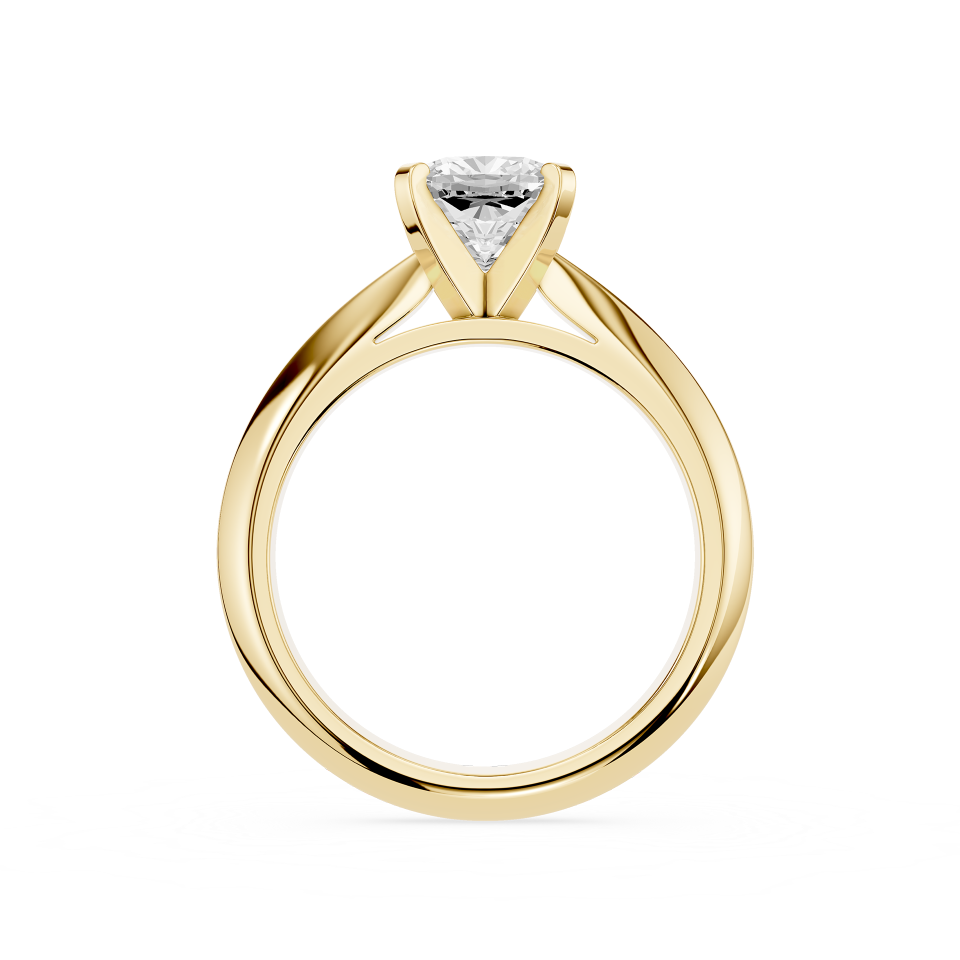 Gold ring with a diamond on a white background