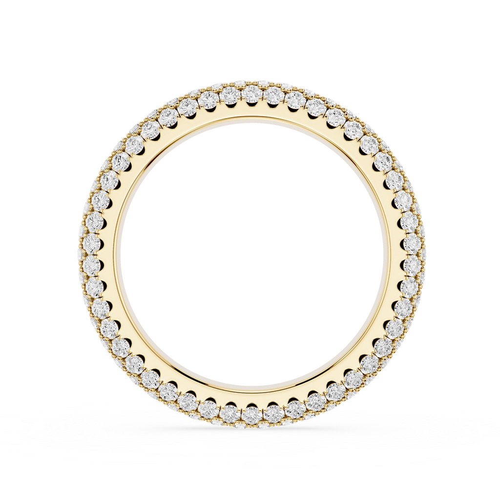 Gold ring with small diamonds on a white background