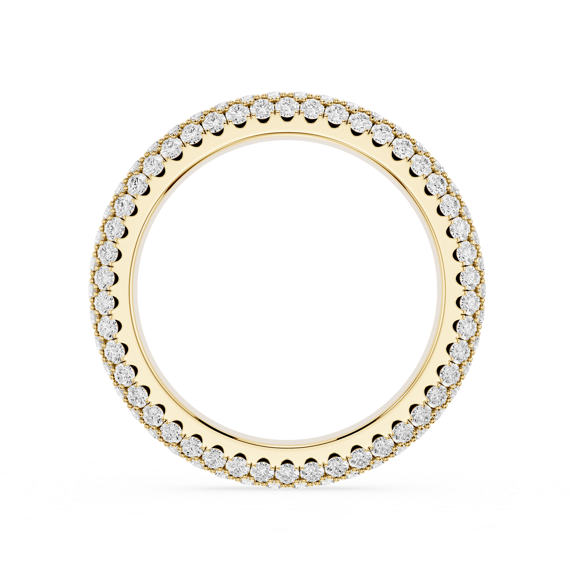 Gold ring with small diamonds on a white background