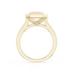 Gold ring with a diamond on a white background