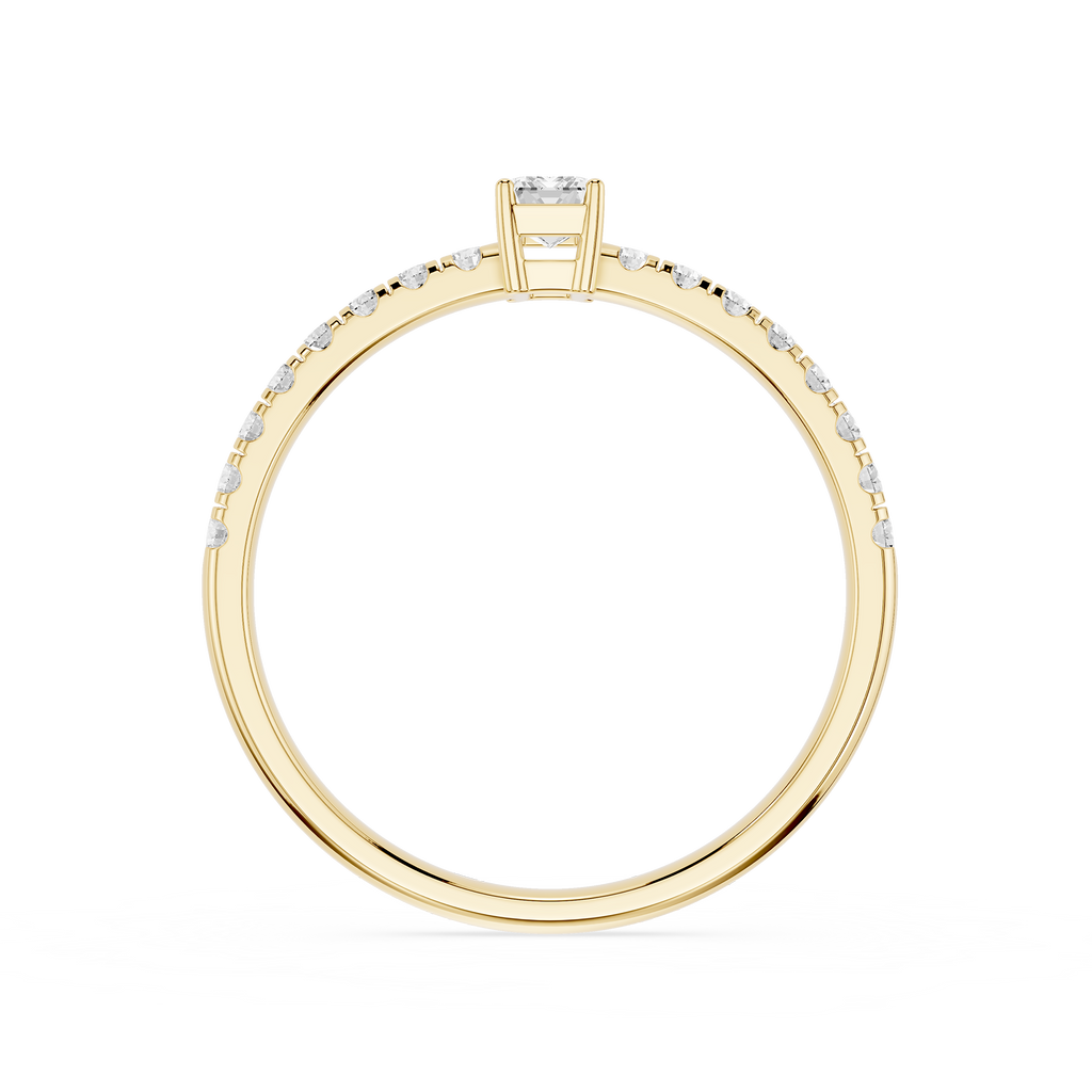 Gold ring with diamonds on a white background