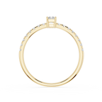 Gold ring with diamonds on a white background