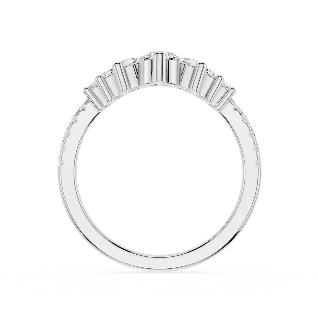 White Gold Graduated Round Cut Lab Grown Diamond Contour Wedding Band