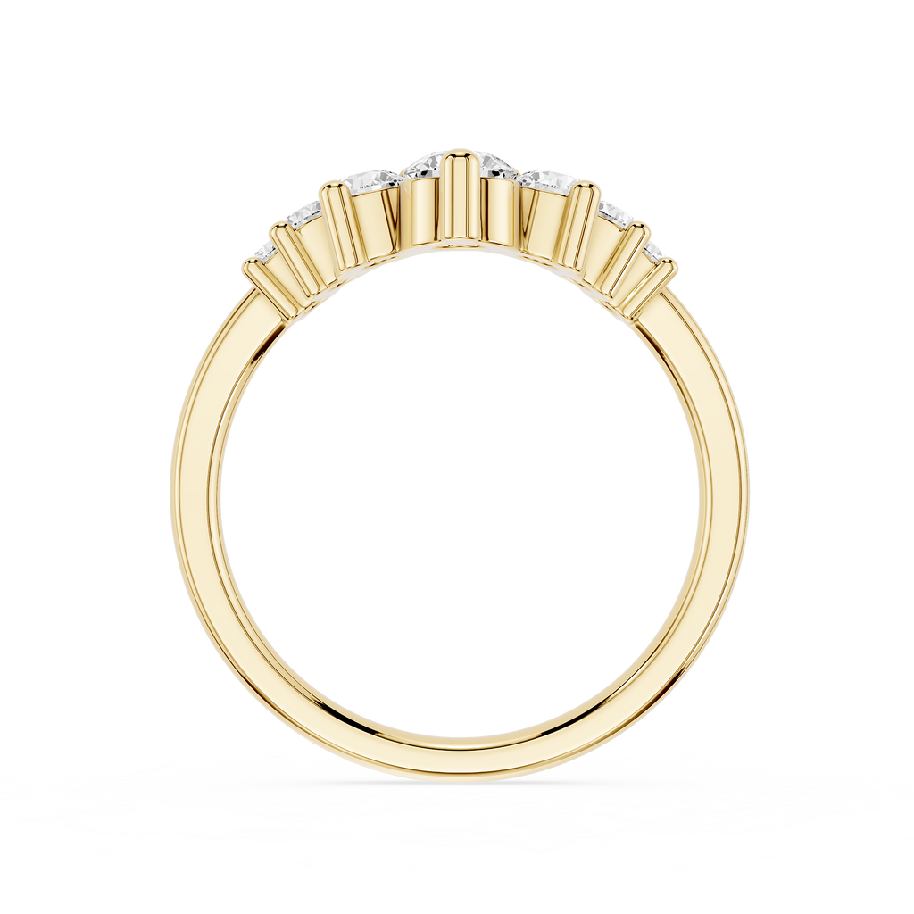 Gold ring with small diamonds on a white background