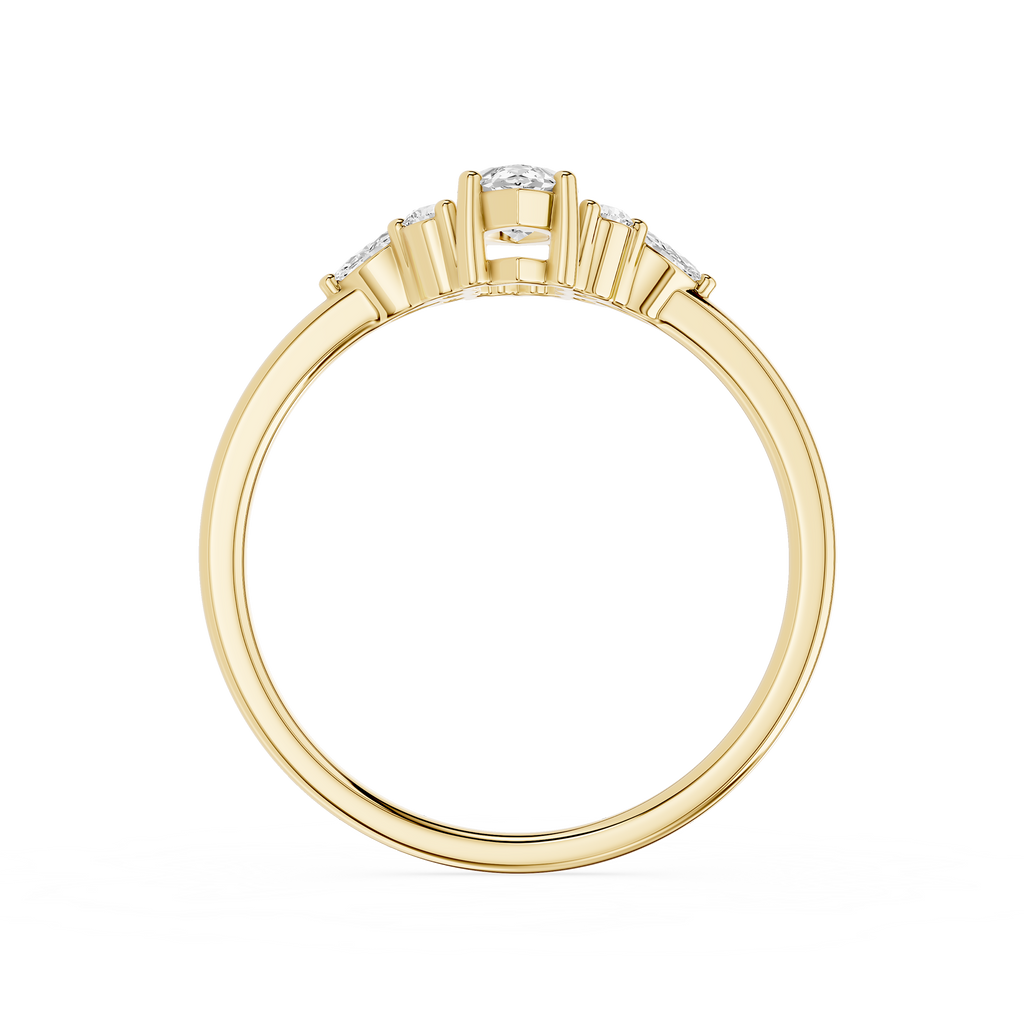 Gold ring with diamonds on a white background