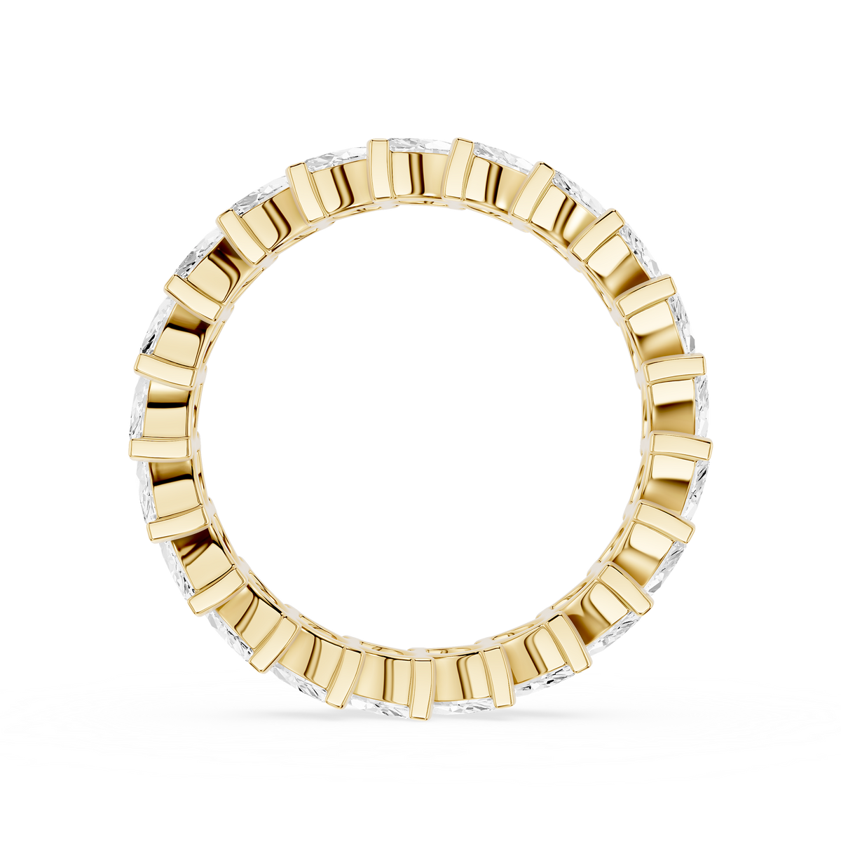 Back View Of Yellow Gold Marquise Cut Lab Grown Diamond Full Eternity Wedding Band