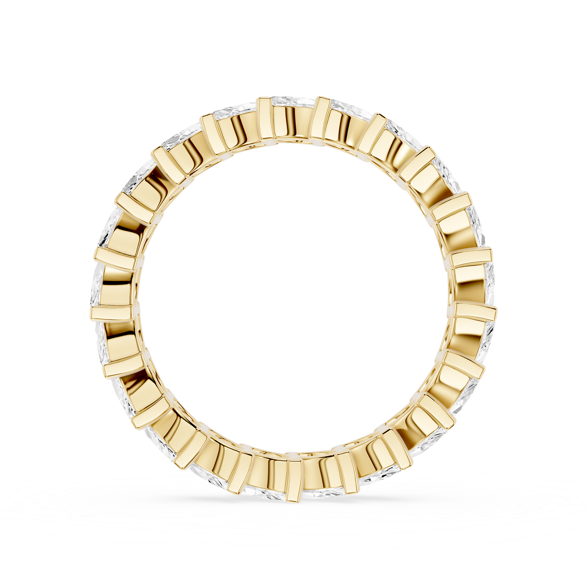 Gold ring with diamond accents on a white background