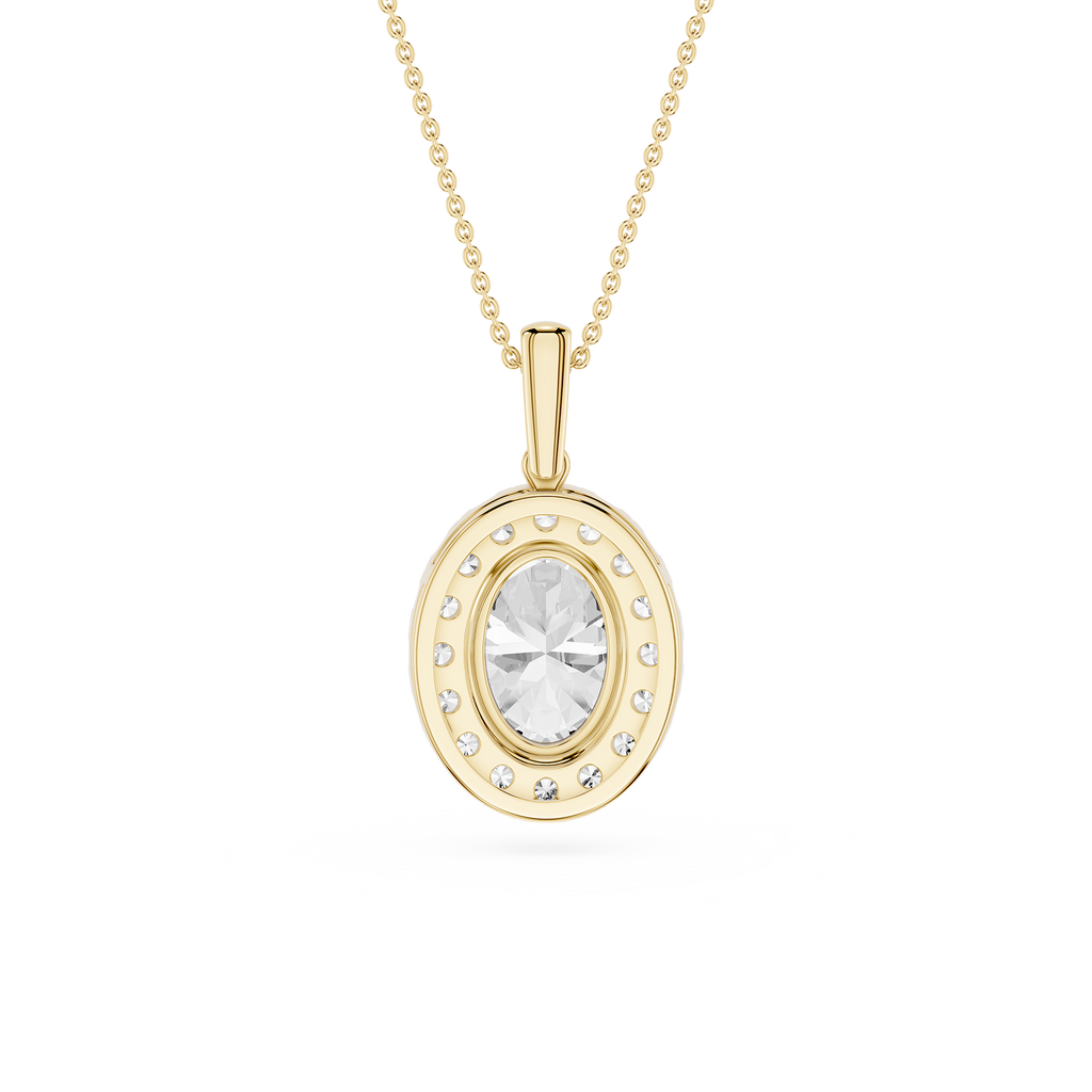 Back View Of Oval Cut Lab Grown Diamond 4 Prong Setting Solitaire Pendant