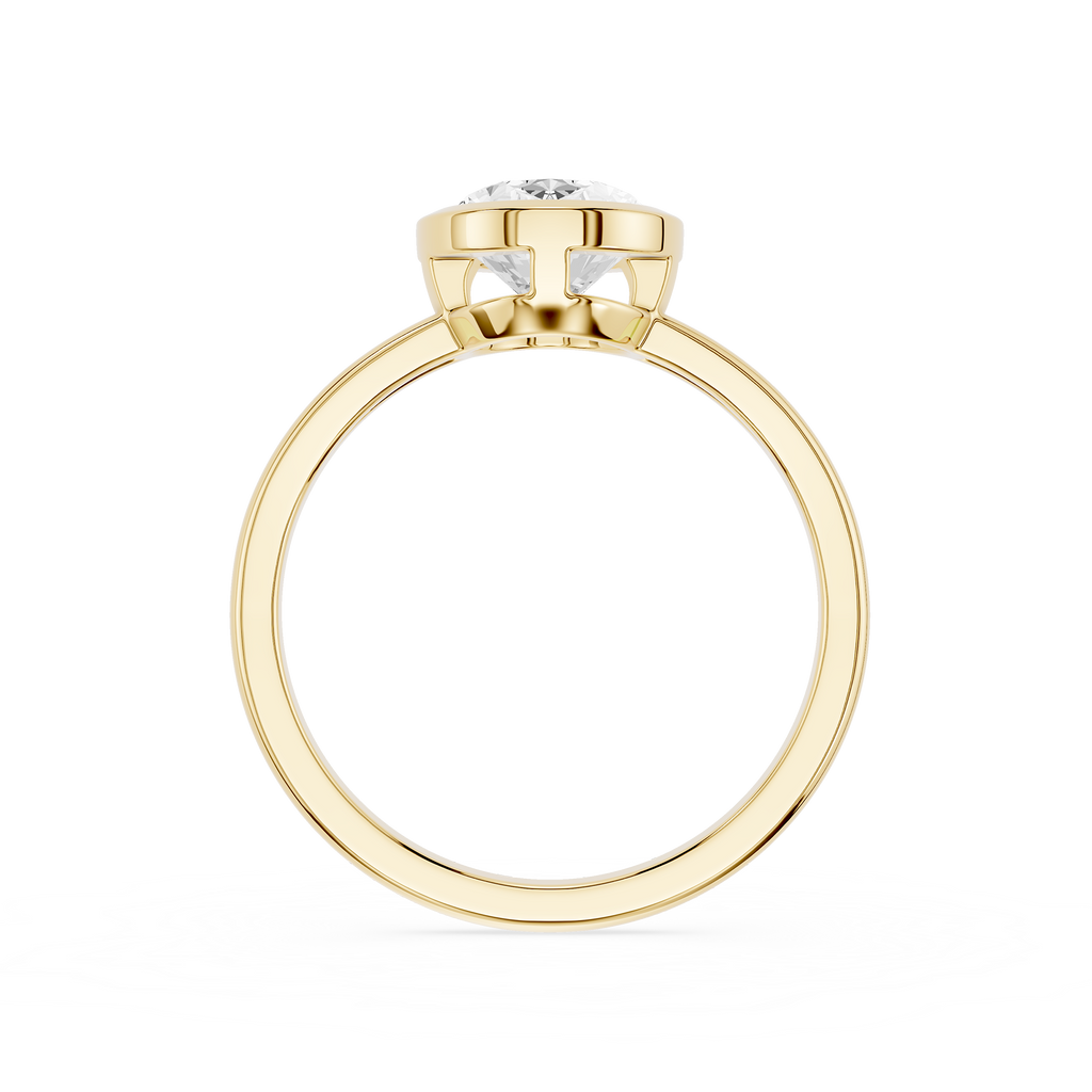 Gold ring with a diamond on a white background