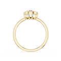 Gold ring with a diamond on a white background
