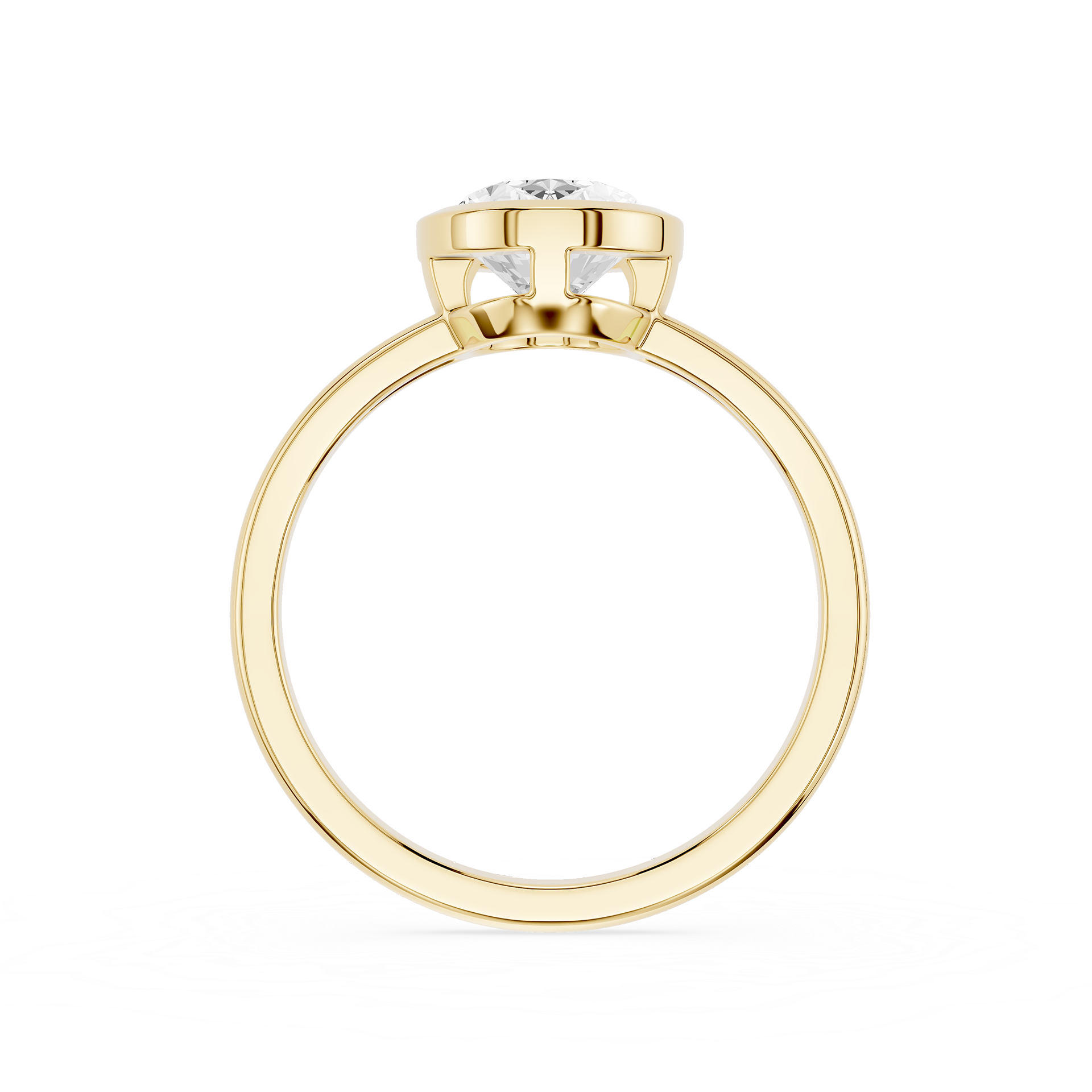 Gold ring with a diamond on a white background