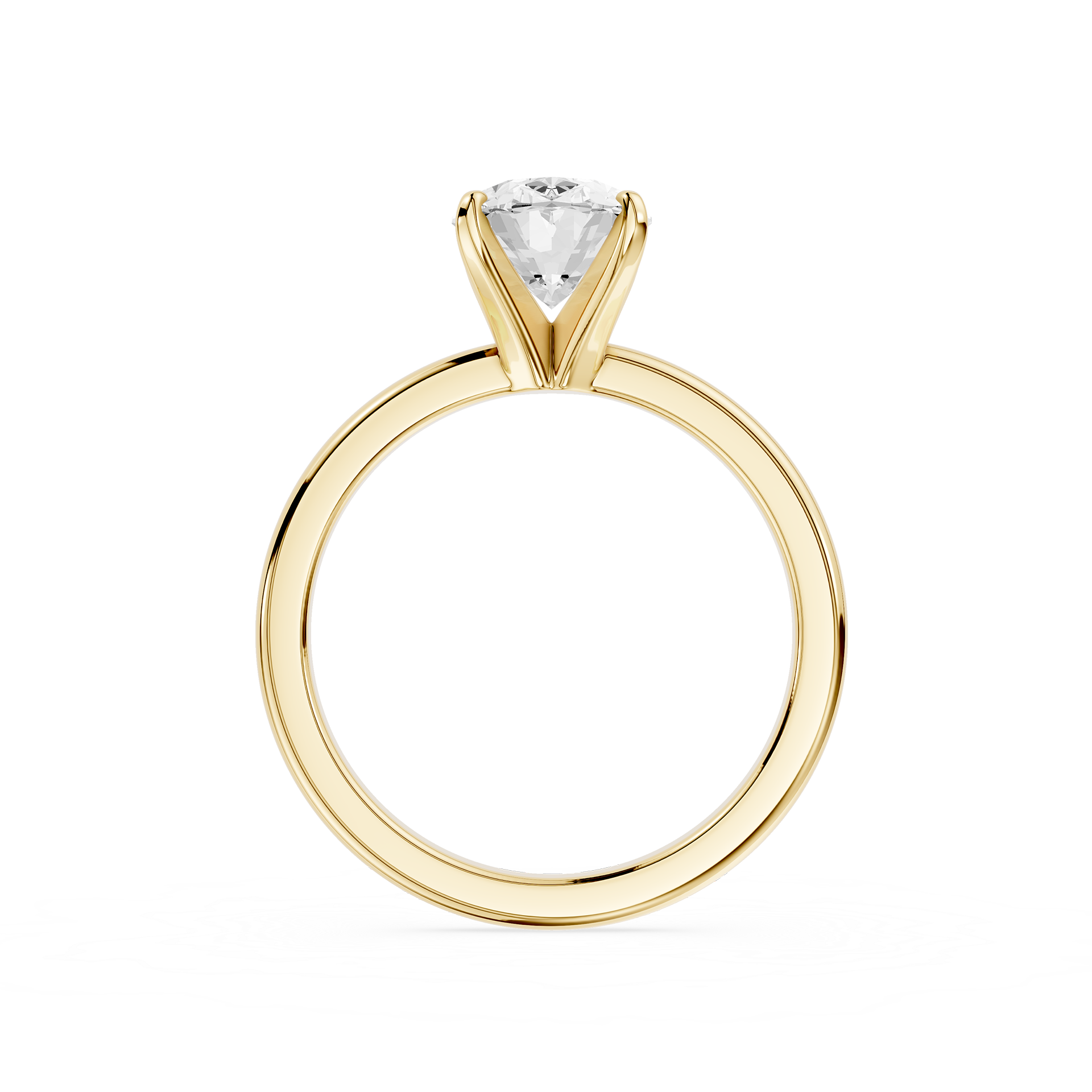 Gold ring with a diamond on a white background
