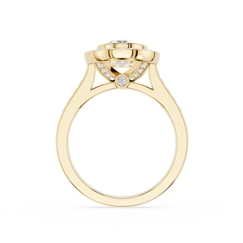 Gold ring with diamond on a white background