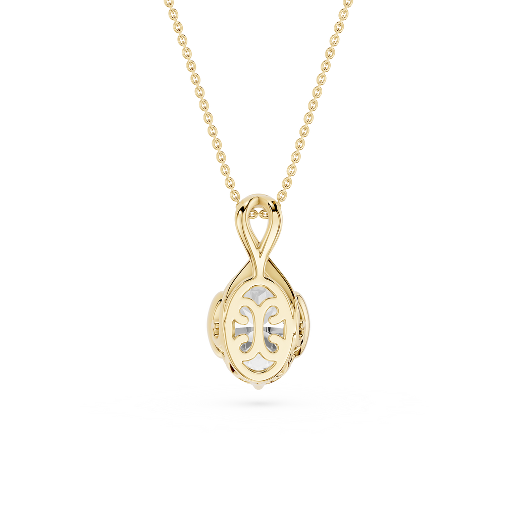 Gold pendant necklace on a white background