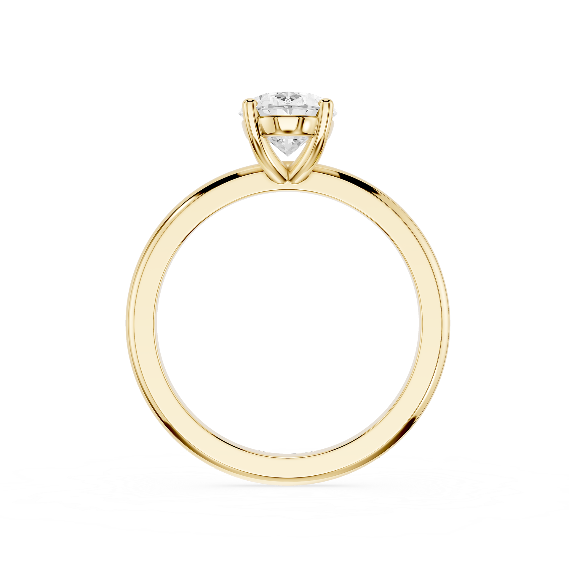 Gold ring with a diamond on a white background